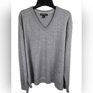 Banana Republic Gray Long Sleeve V-Neck Pima Cotton Cashmere Blend Sweater Sz XL